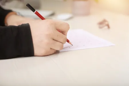 Student taking test