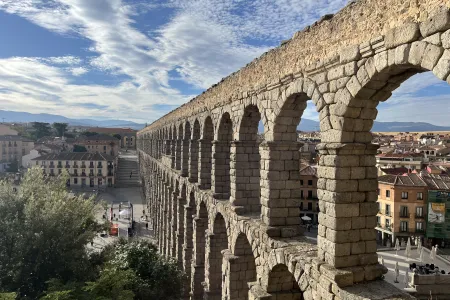 an image of an ancient Roman aqueduct in Spain