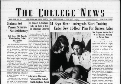 Scan of an article from 1945 about students training as nurses aides