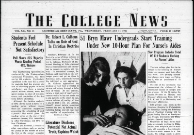 Scan of an article from 1945 about students training as nurses aides