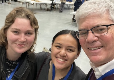 Priita Peterson ’26, Pasia, and Donnay at the Joint Mathematics Meetings in Seattle.