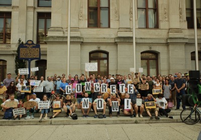 Bicycle Coalition of Greater Philadelphia advocacy event at City Hall.