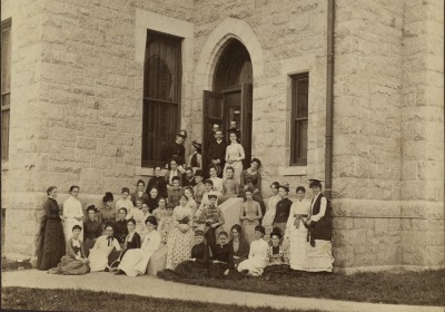 First class at Bryn Mawr outside Taylor Hall.