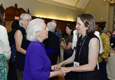 Michéle Dominy ’75, reunion manager, with President Cadge at Reunion 2025.