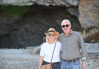 Thomas Brogan and Natalia Vogeikoff-Brogan at the Idaean Cave in Crete.