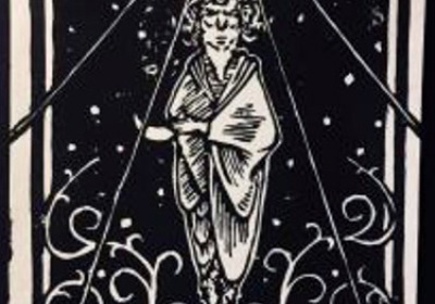 Linocut print created by Zachary Silvia for the conference.