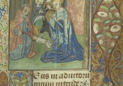 Nativity scene from Castle Book of Hours #2, Use of Rouen. France, mid-15th century.