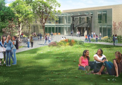 Exterior artistic rendering of new Park Science Center.