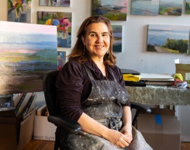 Christine Lafuente in her studio. Photo by Stephen Pisano. 
