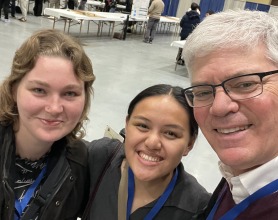 Priita Peterson ’26, Pasia, and Donnay at the Joint Mathematics Meetings in Seattle.
