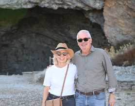 Thomas Brogan and Natalia Vogeikoff-Brogan at the Idaean Cave in Crete.
