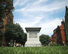 The empty pedestal after the 2017 removal of Baltimore’s statue of Roger B. Taney, former Chief Justice of the U.S. Supreme Court and majority author of the Dred Scott decision. (Photo by Mark Wilson/Getty Images) Empty Pedestal, Baltimore