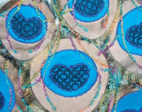 A detail from Brigid Manning-Hamilton’s Peacock in Common Time, a pulpit fall at the North United Methodist Church in Indianapolis. A detail from Brigid Manning-Hamilton’s Peacock in Common Time, a pulpit fall at the North United Methodist Church in Indianapolis.