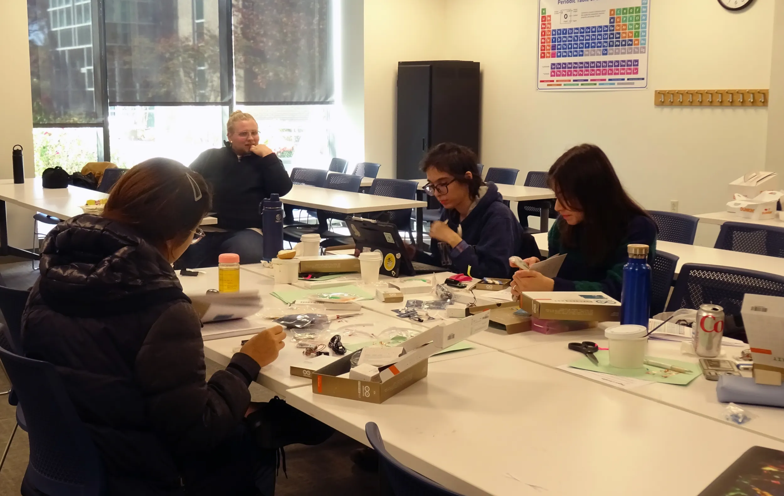 Students who took part in the physical computing intensive during Fall Break '24 building their devices