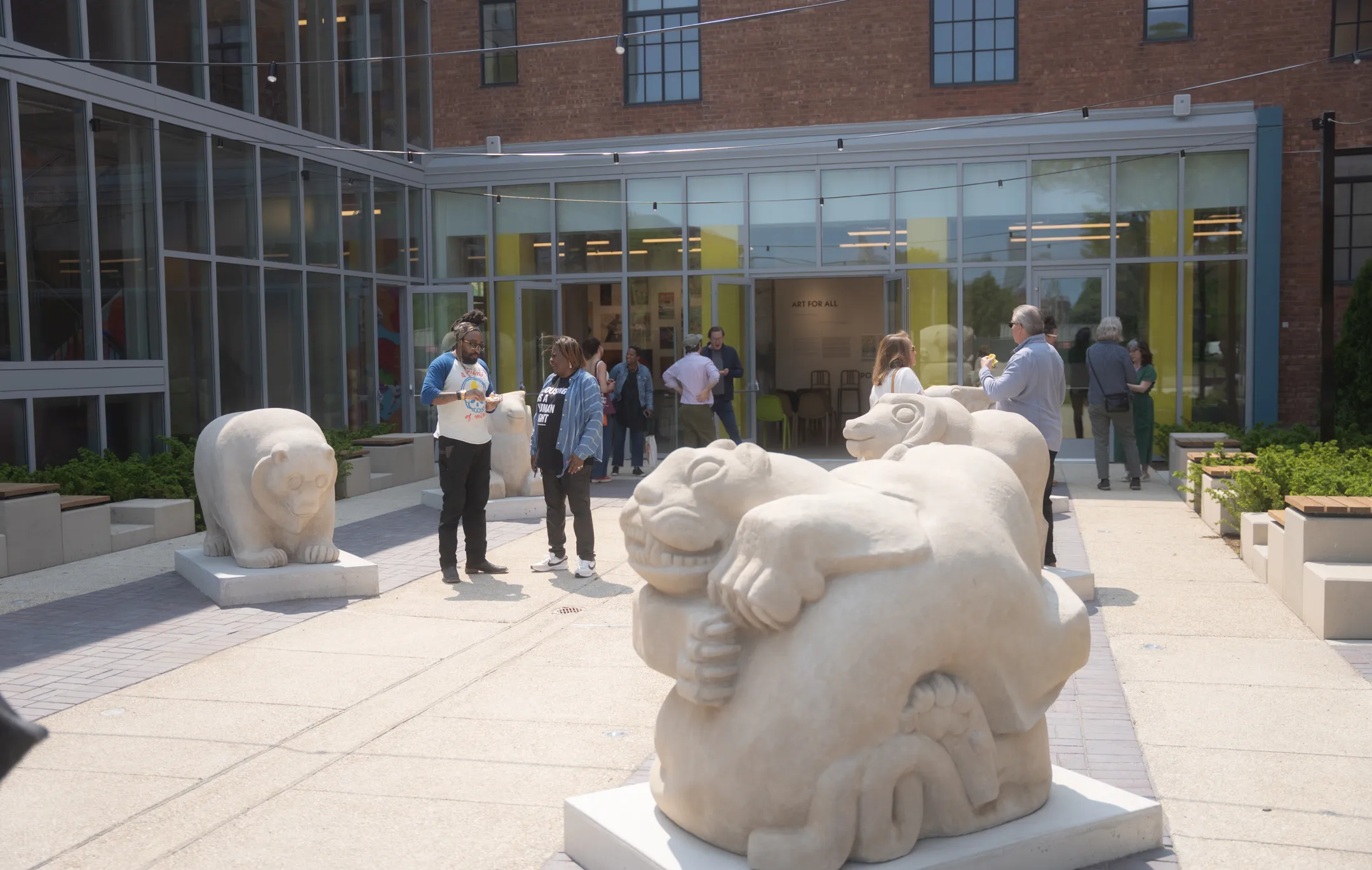 "Animal Court" stone sculptures at the National Public Housing Museum
