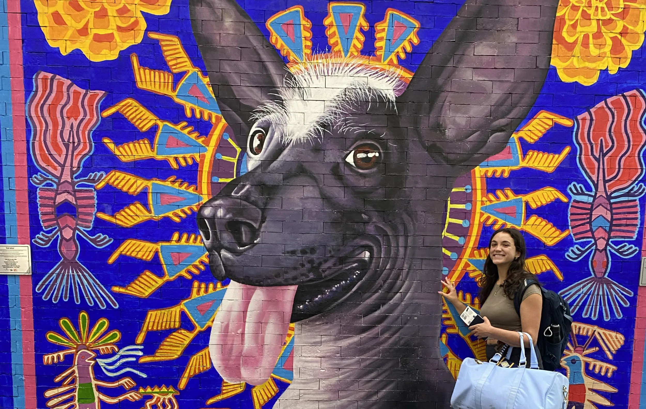 Lourdes Sankar in front of wall art