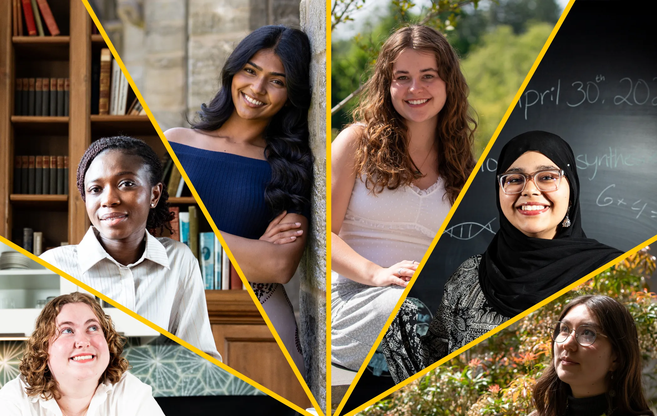 Composite image of seniors in a light ray graphic