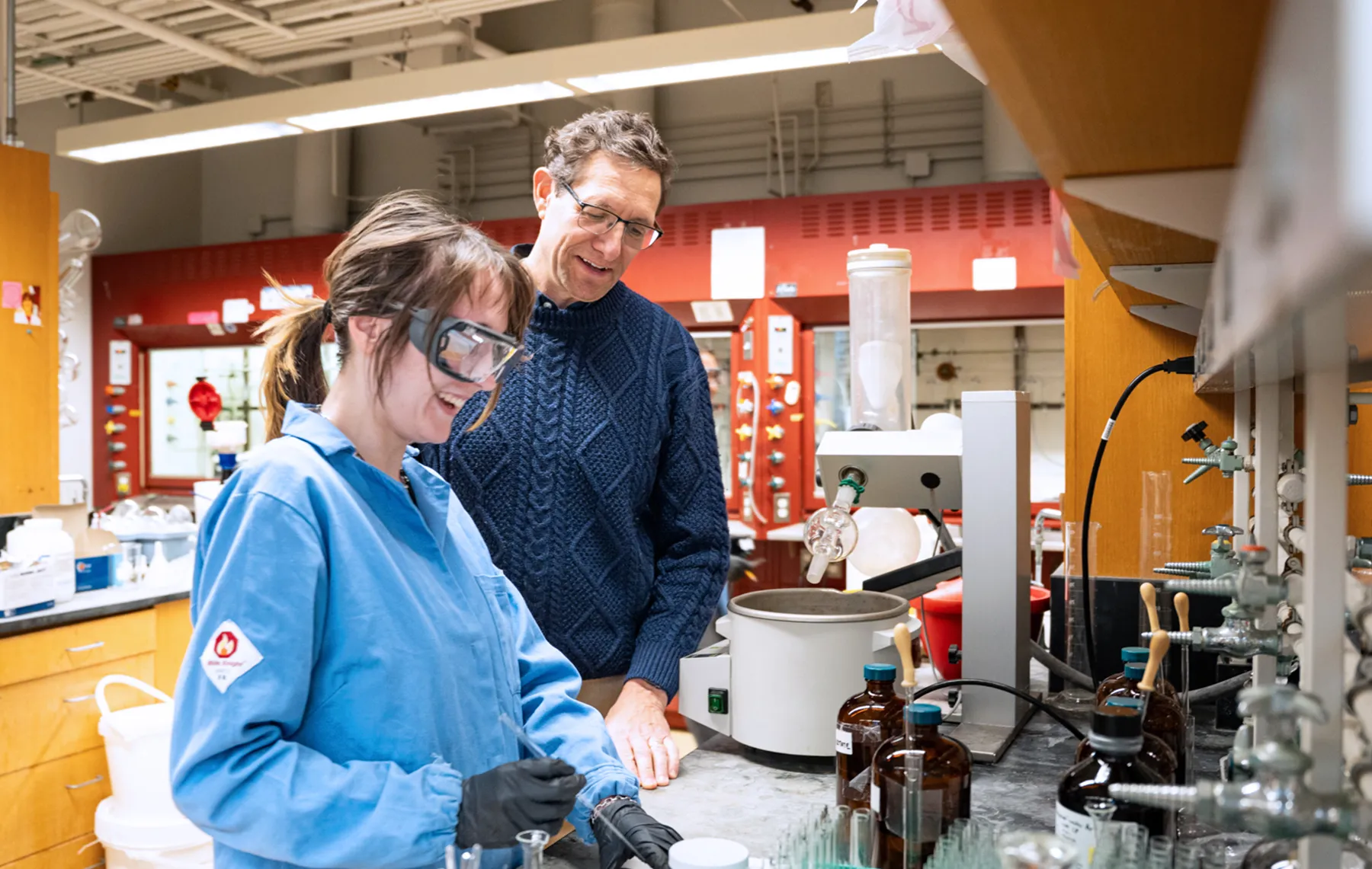 Malachowski with student in lab