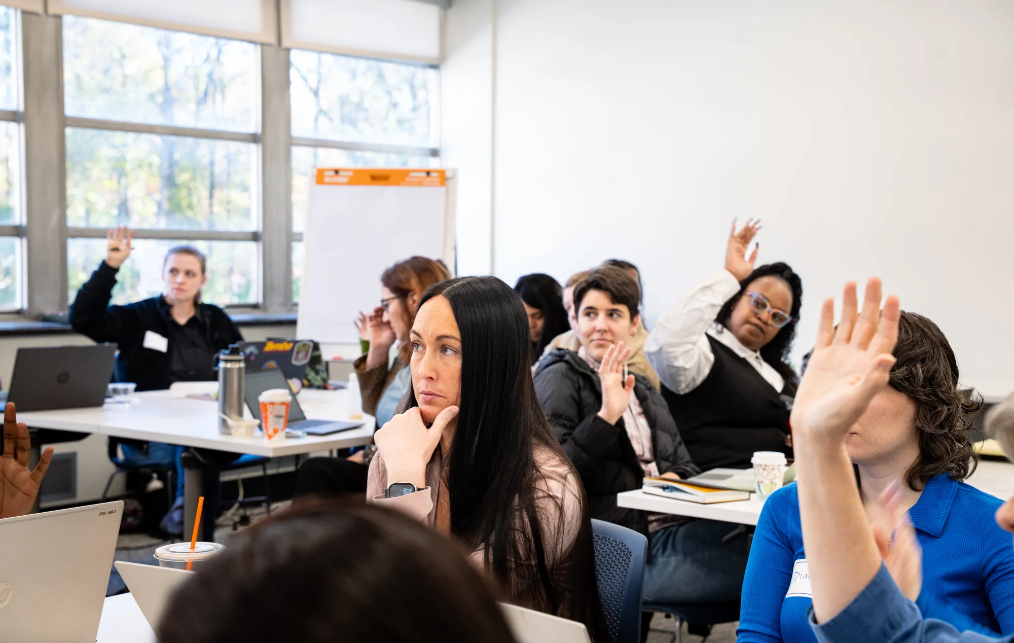 social work graduate students participating in class