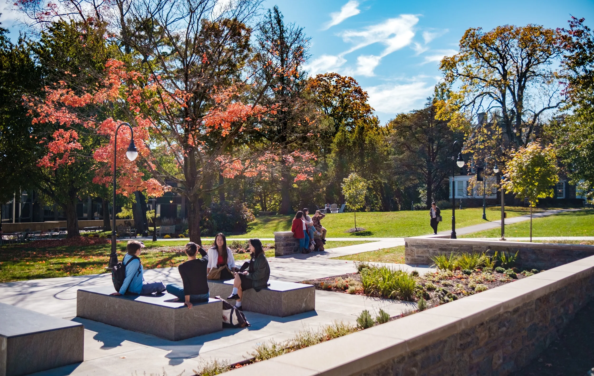 View from the Student Life and Wellness Center in the fall beautiful campus