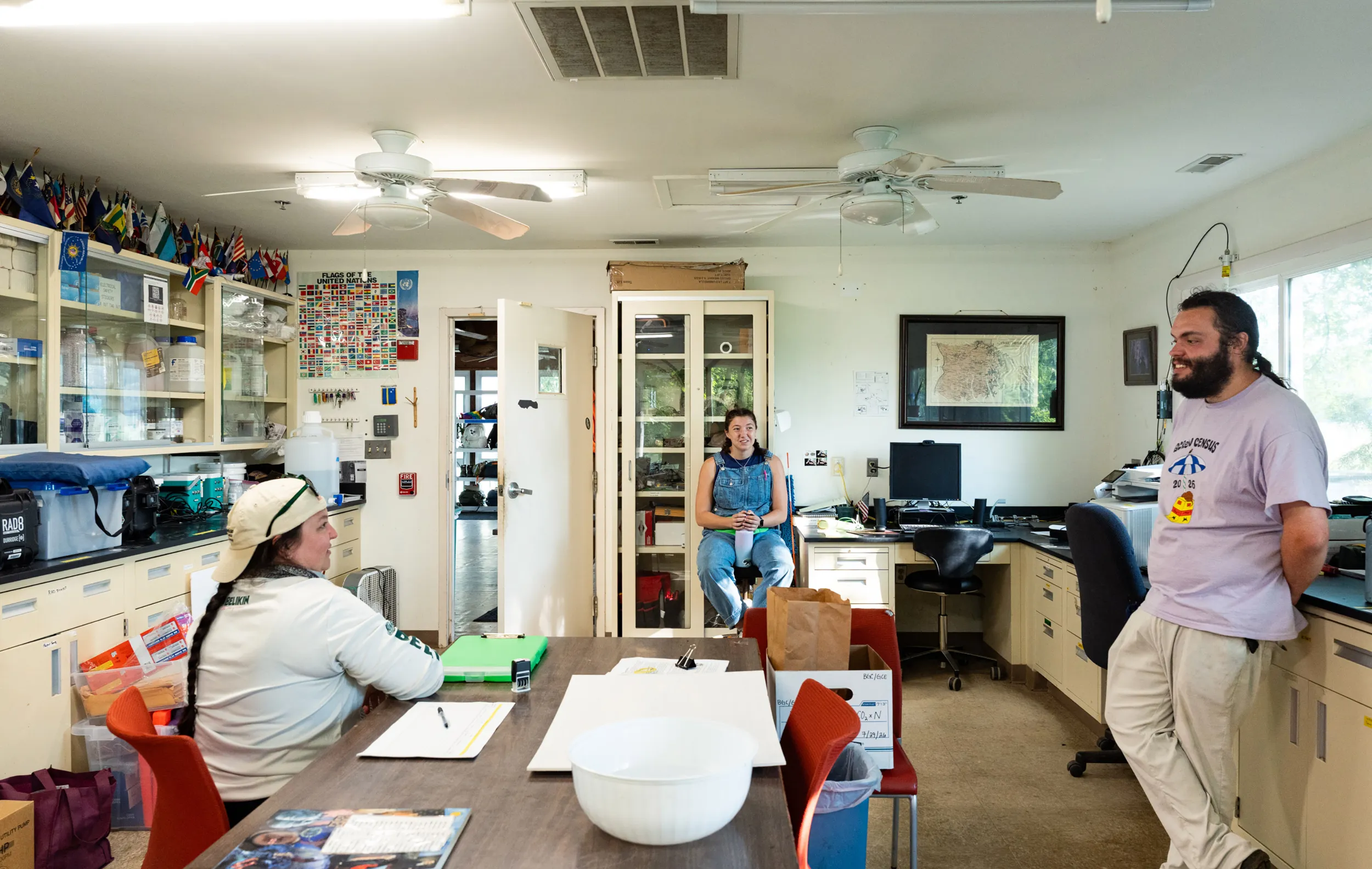 The summer science biology team meets in the lab