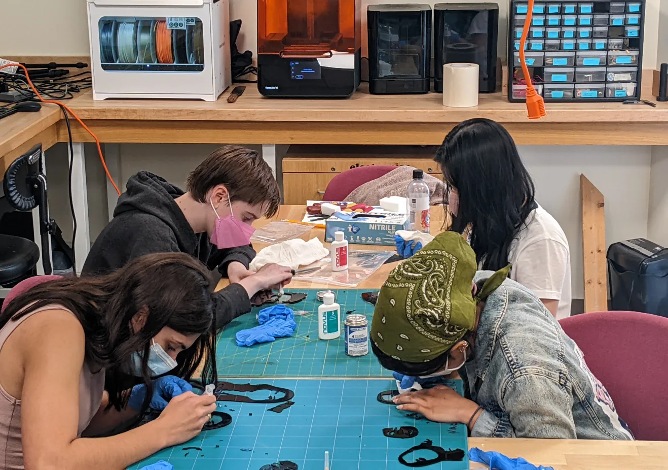 Digital Technology Interns at work in the Makerspace.