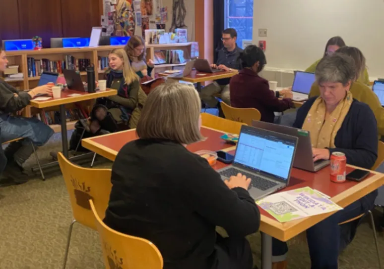 Participants transcribe at Wikidata Edit-a-thon