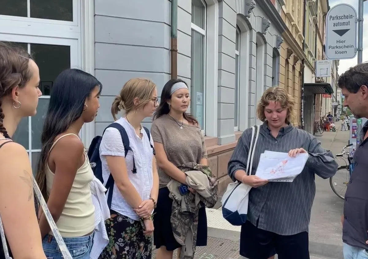 Priita leading a tour in Germany