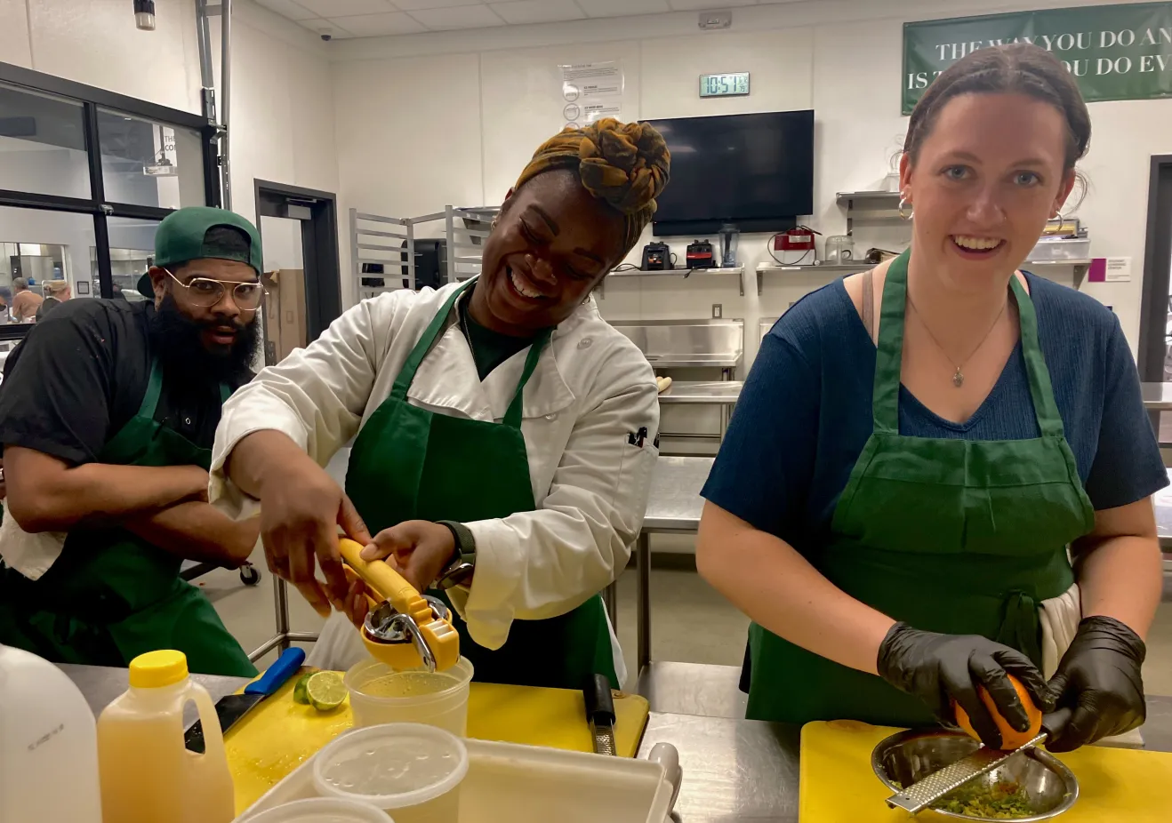 Sophie working at a food bank