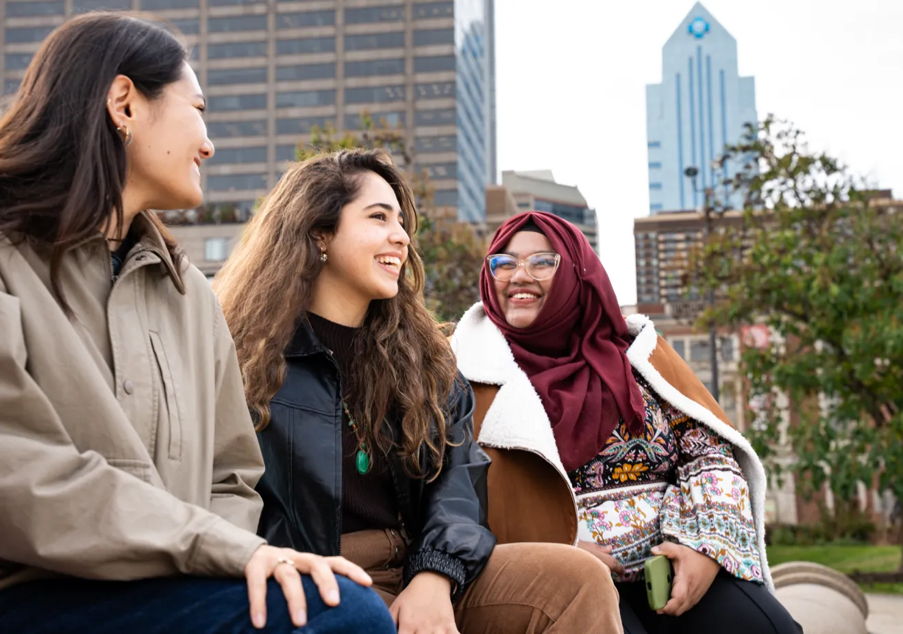 Students hanging out in the city of Philadelphia