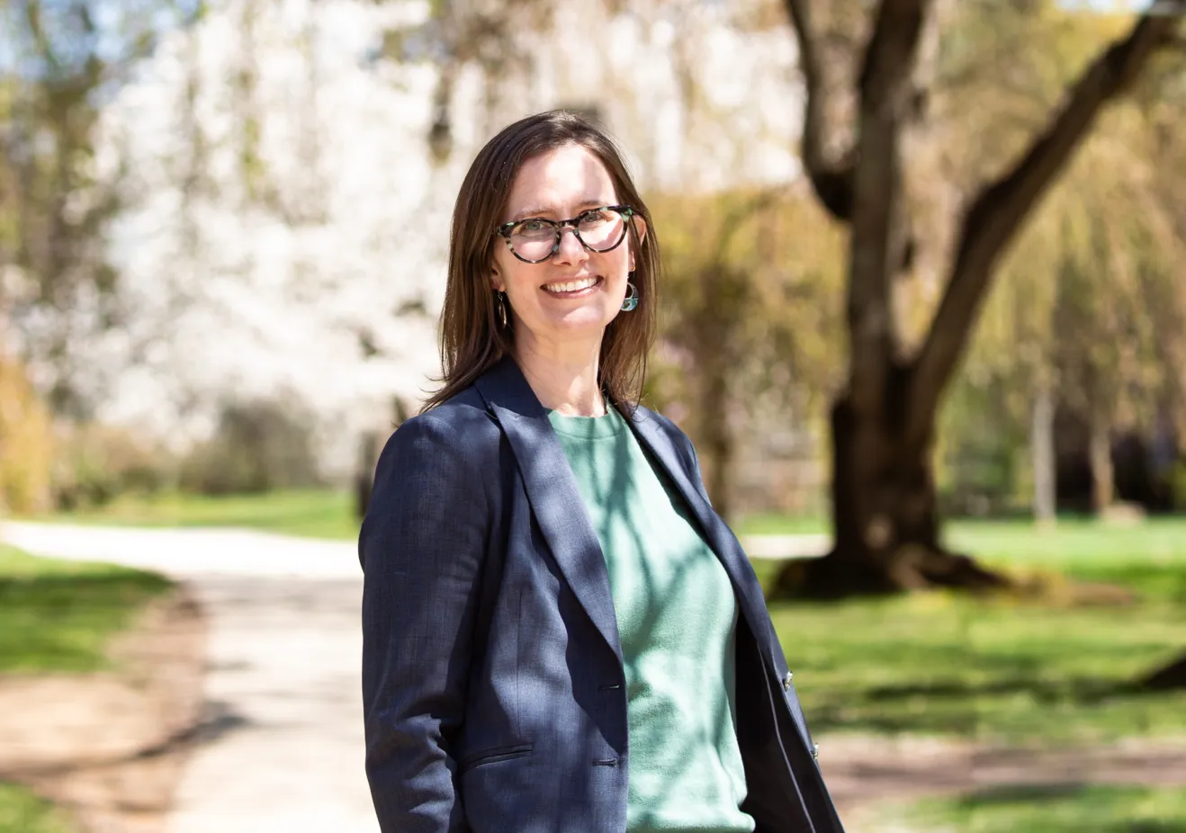 Women standing outside in a blazer