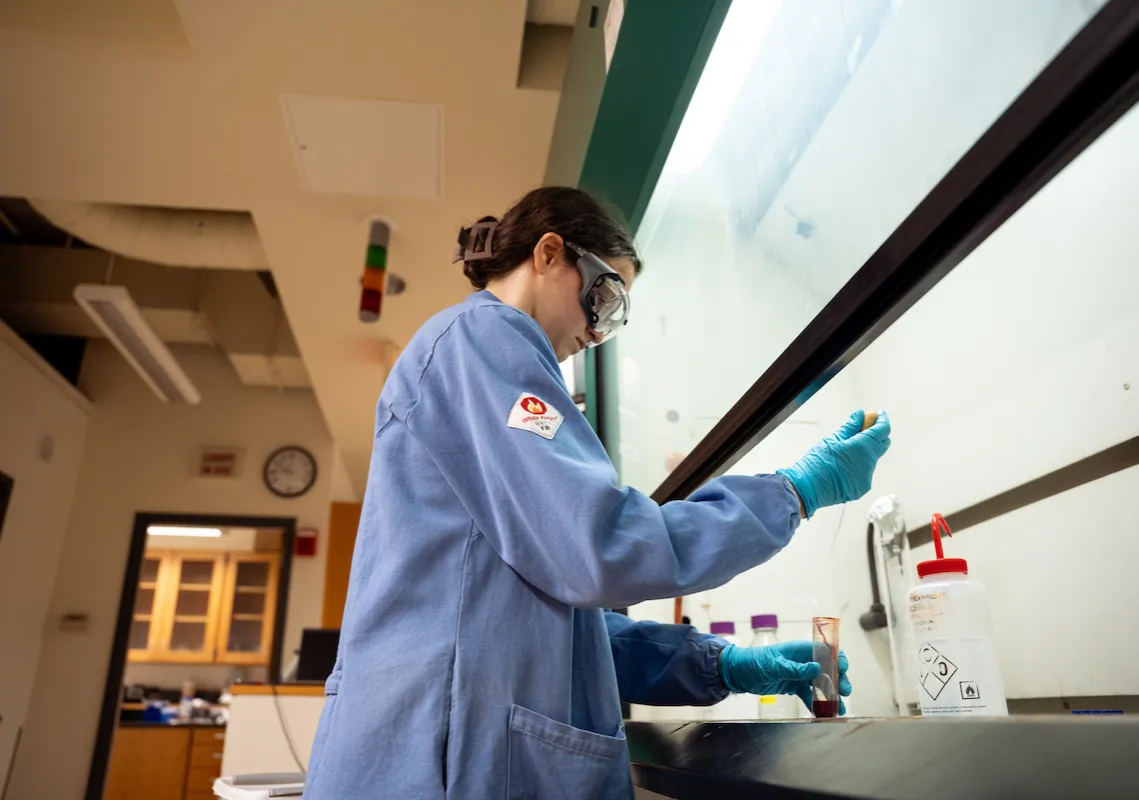 student working in a lab