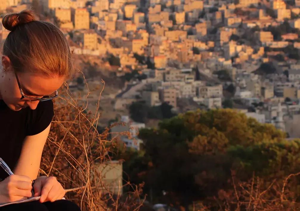 A Bryn Mawr College Arabic student studies abroad in Jordan