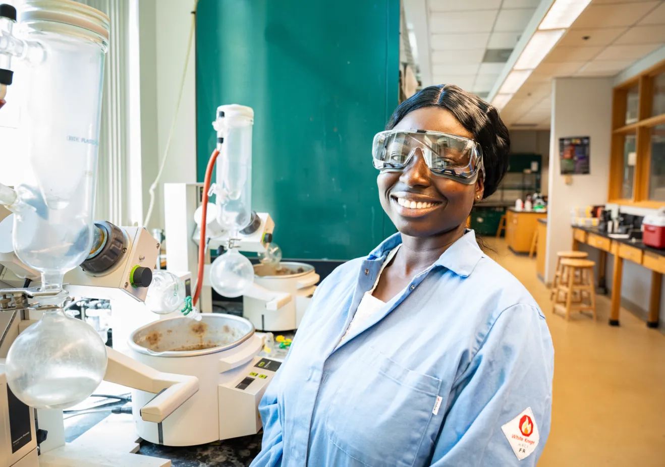 student doing research in science lab