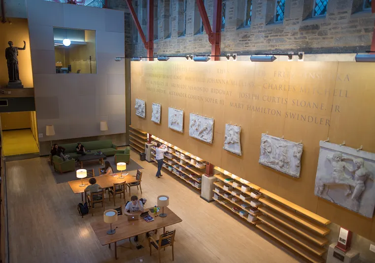 Bryn Mawr's distinguished scholars in Archaeology, Classics, and History of Art are recognized on the atrium wall of Carpenter Library. Bryn Mawr's distinguished scholars in Archaeology, Classics, and History of Art are recognized on the atrium wall of Carpenter Library.