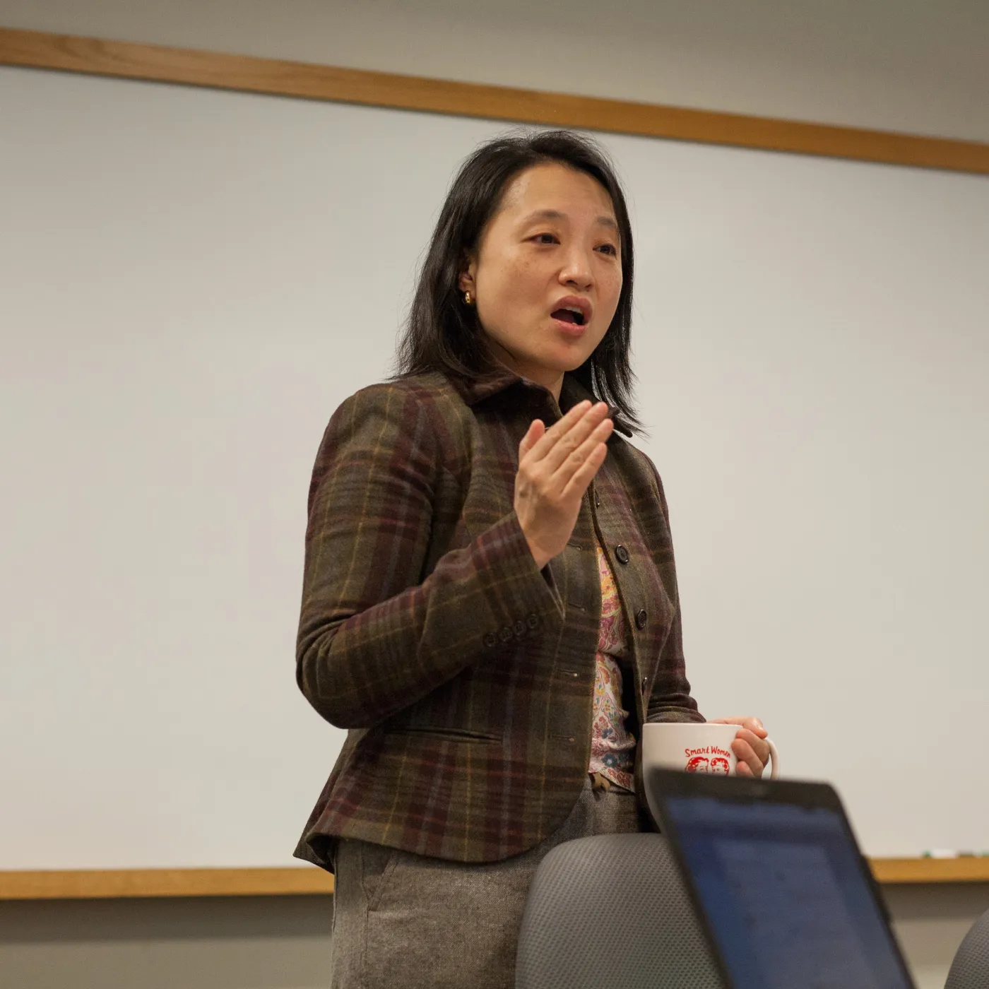Professor of Computer Science Dianna Xu teaches a class at Bryn Mawr College