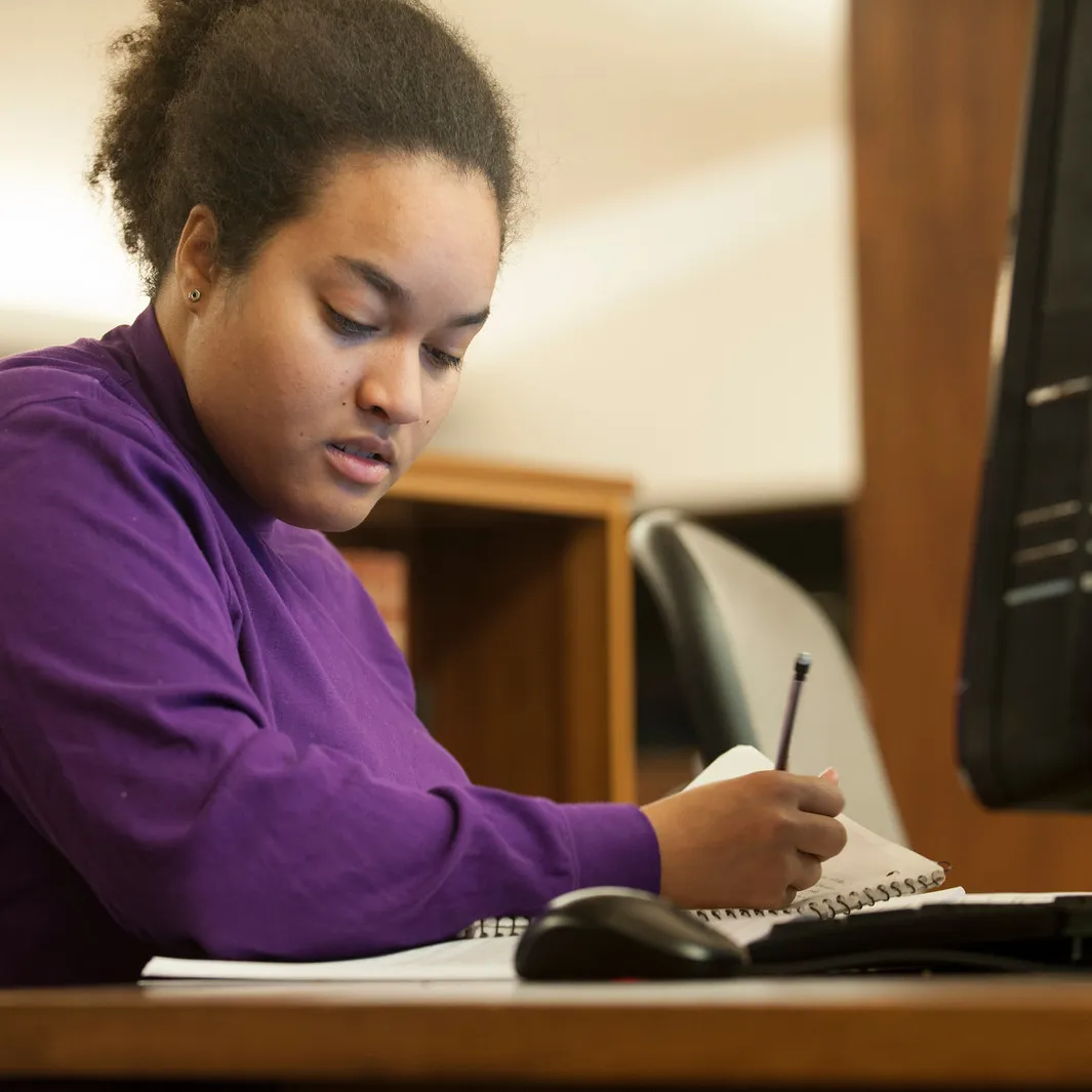 student writing