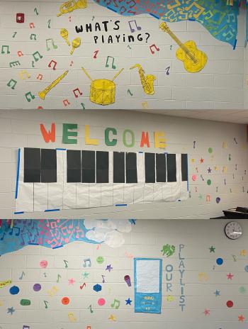 Music wall decorations at the Kinney Center