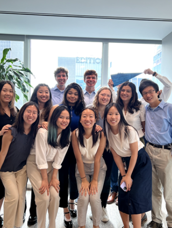 Linh Tran with other student interns at Morgan Stanley 