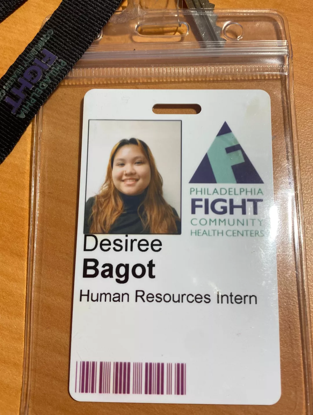 Fight Philadelphia ID badge with profile image of Desiree Bagot 