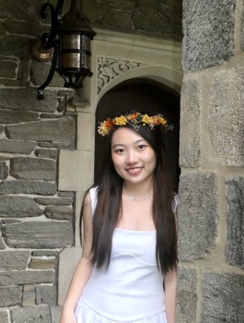 Cynthia Chen in a flower crown. 