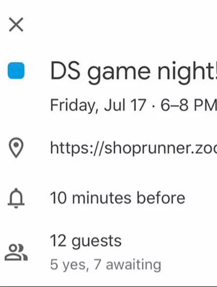 DS game night zoom meeting invite.