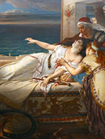 A painting depicting a scene from Virgil's Aeneid where Dido scorned by Aeneas