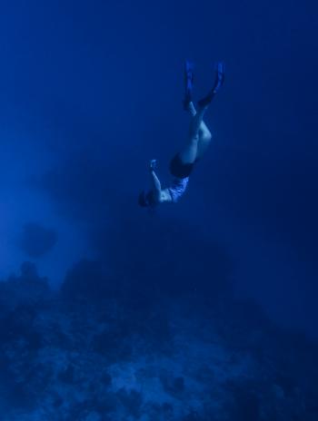 snorkeler swimming underwater