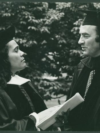 Harris Wofford with Coretta Scott King at Bryn Mawr's Commencement ceremony.