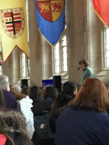 President Cassidy greets a packed group in the Great Hall.