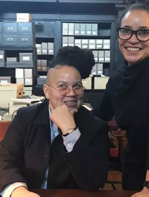 ICA Assistant Curator Meg Onli and BMC Director of Museum Studies Monique Scott