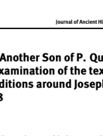 Daniel Crosby (M.A. candidate in Classics) publishes article in the Journal of Ancient History