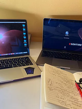 Faryal Khan's laptops and notebook.