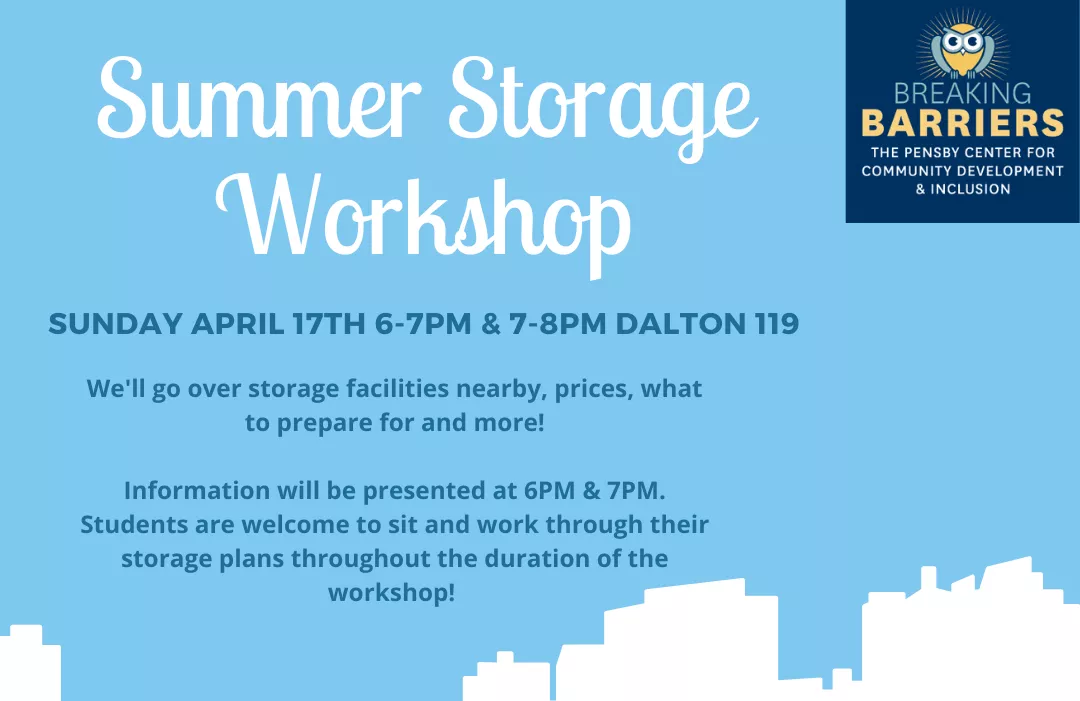 Summer Storage Workshop 4/17 6-8PM